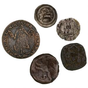 Tyskland, Nürnberg, regnepenning, 16.-17. århundrede, kobber, 27 mm samt tysk brakteat. Italienske stater, 3 ældre mønter. 5