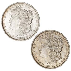 U.S.A, 1 dollar 1883O 01 og 1884O 01, KM 110, 2 stk.