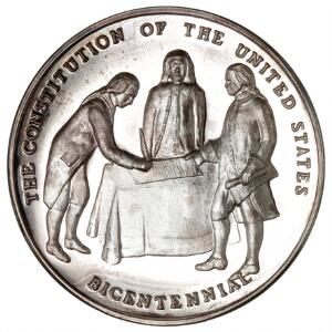 USA, Liberty under Law 1787-1987 medaille, i alt Ag, 456 g 9991000