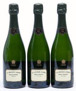 3 bts. Champagne Grande Année, Bollinger 1999 A hfin.