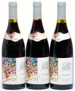 3 bts. Cote Rotie La Turque, Guigal 1985 A-AB bn.