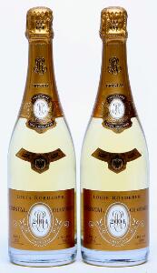 2 bts. Champagne Cristal, Louis Roederer 2004 A hfin.