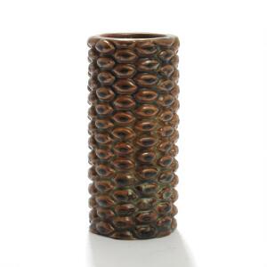 Axel Salto Cylindrisk vase af stentøj, Kgl. P., modelleret i knoppet stil, dekoreret med sungglasur. Sign. Salto, nr. 20658. H. 15,5.