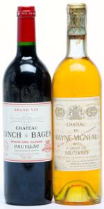 1 bt. Château Lynch Bages, Pauillac. 5. Cru Classé 1996 A hfin.  etc. Total 2 bts.