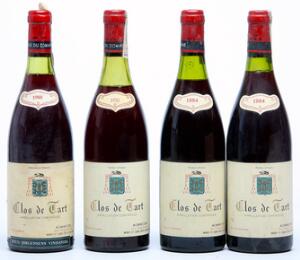 1 bt. Clos de Tart Grand Cru, Mommesin 1980 AB ts.  etc. Total 4 bts.