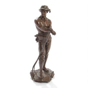 Charles Octave Levy Faneuer. Sign. Ch. Levy samt bronzestøber stempel. Figur af patineret bronze. H. 43.