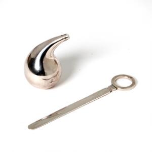 Sigvard Bernadotte, Søren Georg Jensen Saltbøsse samt Bernadotte papirkniv af sterlingsølv. Georg Jensen 1933-1944 samt efter 1945. 2