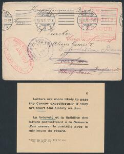 Tysk Rige. 1916. Brev fra MÜNCHEN 13.11.16, sendt til England med censur og etiket.