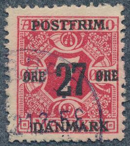 1918. 277 øre, rød, vm. III. Stemplet. AFA 2000