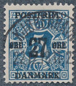 1918. 275 øre, blå, vm. III. PRAGT-stempel KJØBENHAVN 22.12.18. AFA 2000