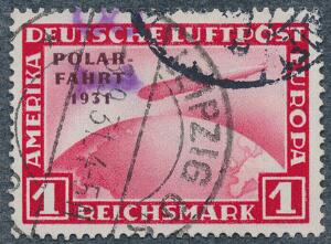 Tysk Rige. 1931. Zeppelin Polarfahrt. 1 Rm, rød. Stemplet. Michel EURO 140