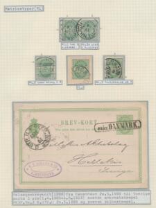 1884. 5 øre, grøn, tk. 14. Udstillingsplanche med diverse matricetyper og flot helsag.