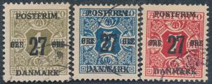 1918. 271 øre - 277 øre, vm. III. 3 stemplede X´ere. AFA 6000