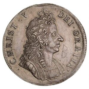 Christian V, krone 1694, H 99A, bogstavet B indridset på advers