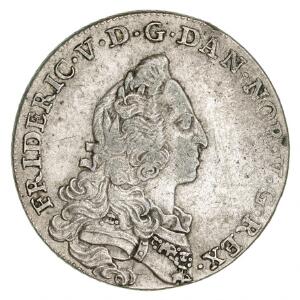 Frederik V, 24 skilling 1751, H 34B, kongen i harnisk