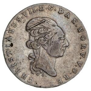 Christian VII, speciedaler 1799, H 13C, ridser ved portræt