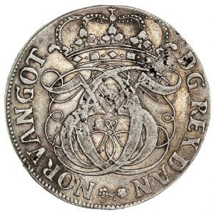 Christian V, 4 mark  krone 1692, H 90A, S 16, blanketfejl