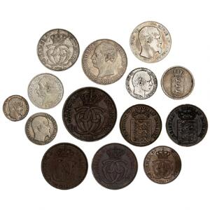 Dansk Vestindien, lille samling af mønter fra Christian VIII VII til Christian X, i alt 14 stk. i varierende kvalitet
