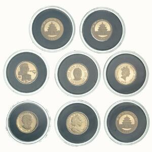 Samling af verdens mindste guldmønter, i alt 8 stk., Au, ca. 9,95 g 9991000