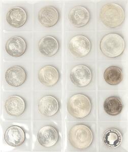 Erindringsmønter, 1888-1968, 1972 2, 1986 3 stk., heraf 1 stk. i sølv, i alt 20 stk. i kval. 1 eller bedre