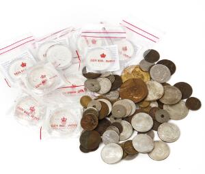 Samling af mønter, bl.a. 200 kr 1992 4, 200 kr 2004 6, erindringsmønter, 1958 7, 1967 2, samt diverse mønter fra England, Frankrig, Tyskland og USA