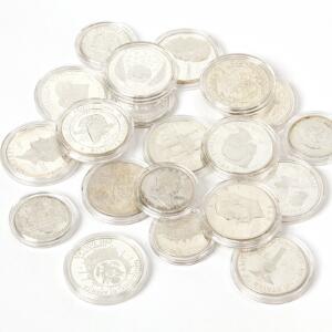 USA, samling af 12 Dollars 6 stk. og 1 Dollar 14 stk. sølvmønter, Ag, ca. 450 g i varierende finhed
