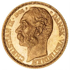 Dansk Vestindien, 20 Francs  4 daler 1905, H 30, KM 72