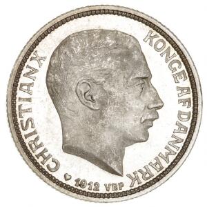 2 kr 1912, H 3, erindringsmønt i smuk kvalitet