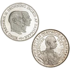 2 kr 1903, H 12, 2 kr 1953, H 2, i alt 2 stk. erindringsmønter, begge særdeles smukke - kval. 0, 1903 med enkelte ridser