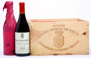 6 bts. Chambolle Musigny 1. Cru, Domaine Comte Georges de Vogüe 2000 A hfin. Owc.