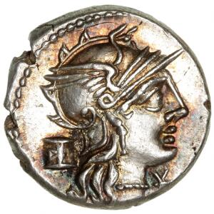 Romerske republik, M. Marcius M Fil., denar 134 f.Kr., 3,95 g, Cr. 2451 - smuk mønt