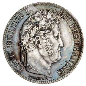 Frankrig, Louis Phillippe I, 1 franc K, KM 748.7, smuk patina