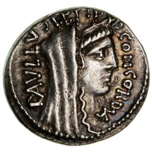 Romerske republik, Paulus Lepidus, denar, 62 f.Kr., 3,80 g, Cr. 4151, korroderet revers