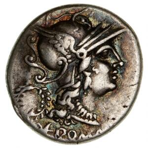 Romerske republik, C. Servieli M.F, denar, 136 f.Kr., 3,85 g, Cr. 2391, pæn toning
