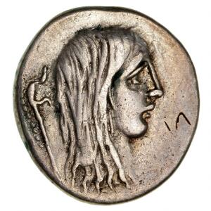 Romerske republik, L. Hostilius Saserna, denar, 48 f.Kr., 3,65 g, Cr. 4483