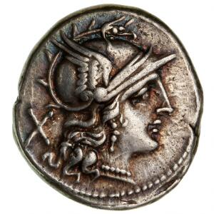 Romerske republik, anonym denar, ca. 194 - 190 f.Kr., 4,30 g, Cr. 1371