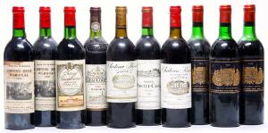 3 bts. Château Palmer, Cantenac - Margaux. 3. Cru Classé 1979 B tsus.  etc. Total 10 bts.