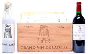 12 bts. Château Latour, Pauillac. 1. Cru Classé 1994 A hfin. Owc.