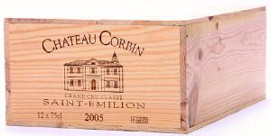 12 bts. Château Corbin, Saint-Émilion Grand Cru Classé 2005 A hfin. Owc.