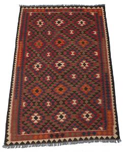 Afghansk Kelim tæppe, prydet med gentagelsesmønster. 20.-21. årh. 241 x 153.