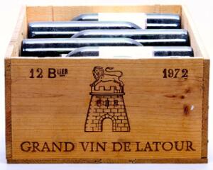 12 bts. Château Latour, Pauillac. 1. Cru Classé 1972 AB ts. Owc.
