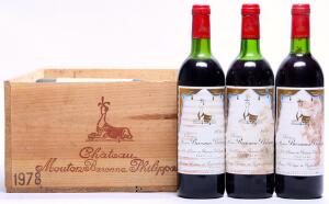 10 bts. Chateau Mouton Baron Philippe, Pauillac. 5. Cru Classé 1978 Owc.