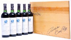 5 bts. Opus One, Mondavi  Rothschild, Napa Valley 1986 Owc.