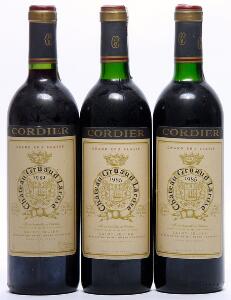 1 bt. Château Gruaud Larose, Saint - Julien. 2. Cru Classé 1982 A hfin.  etc. Total 3 bts.