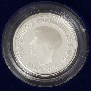 10 kr. 1986, Kronprins Frederiks 18 års fødselsdag, sølv