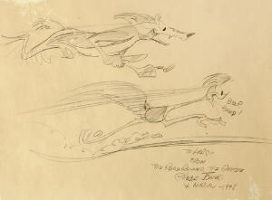 Chuck Jones Orig. drawing in pencil. Inscribed by the artist. One leaf. Dated 1978.