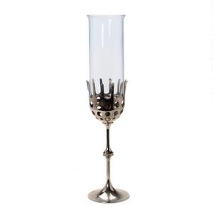 Bjørn Wiinblad Hurricane stage af forkromet metal forsynet med cylindrisk skærm af klart glas. H. 47,2.