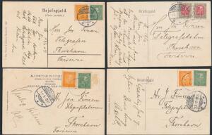 1906-1910. Chr.IX. 6 gode postkort, alle sendt til FÆRØERNE, og flere er stemplet i THORSHAVN.
