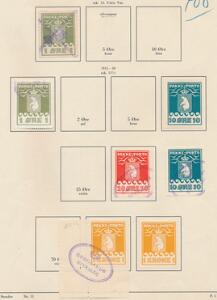 Grønland. 1905-1945. Gammel samling på 3 sider med 12 stk. Pakkeporto incl. pæn nr.1, Amerikaudgave, 3 stk. Danmark befriet på kuvert m.m.