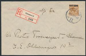 1919. Chr.X. 1 kr. gulbrun. Korrekt anvendt på lokalt ANBEFALET brev fra KØBENHAVN 14.6.19 INDEN FOR KURSERINGSTIDEN 27.1-1.7.1919. Meget sjælden forsendelse.
